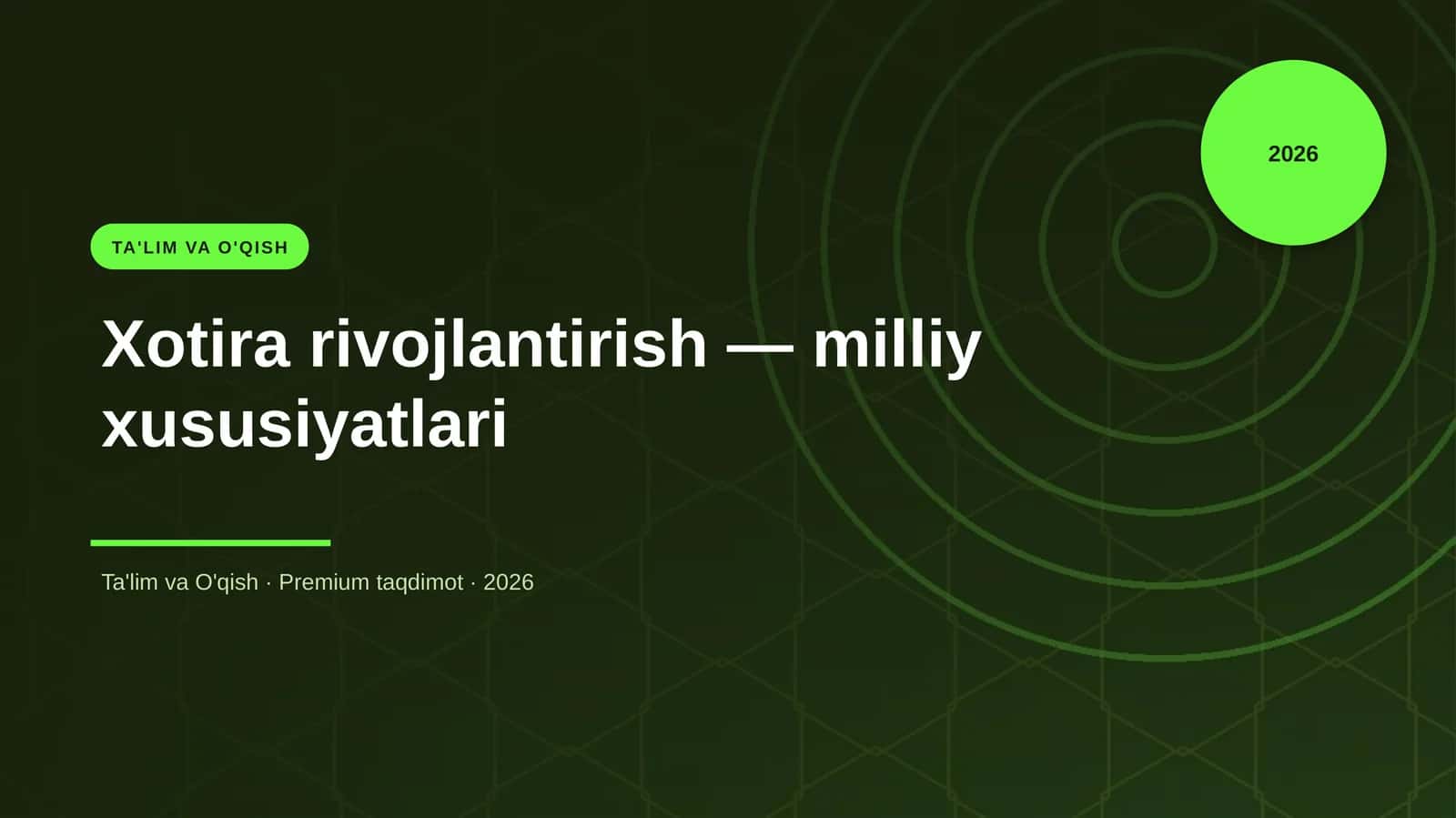 Xotira rivojlantirish — milliy xususiyatlari