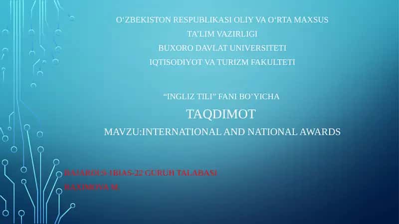 International and national awards
