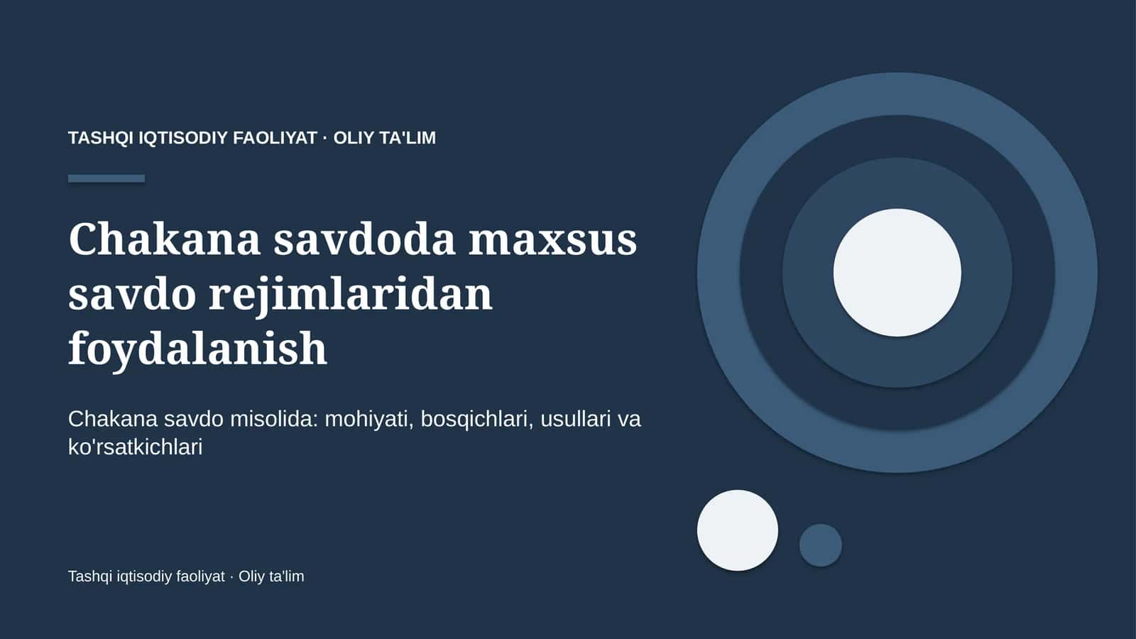 Maxsus savdo rejimlaridan foydalanish: mohiyati