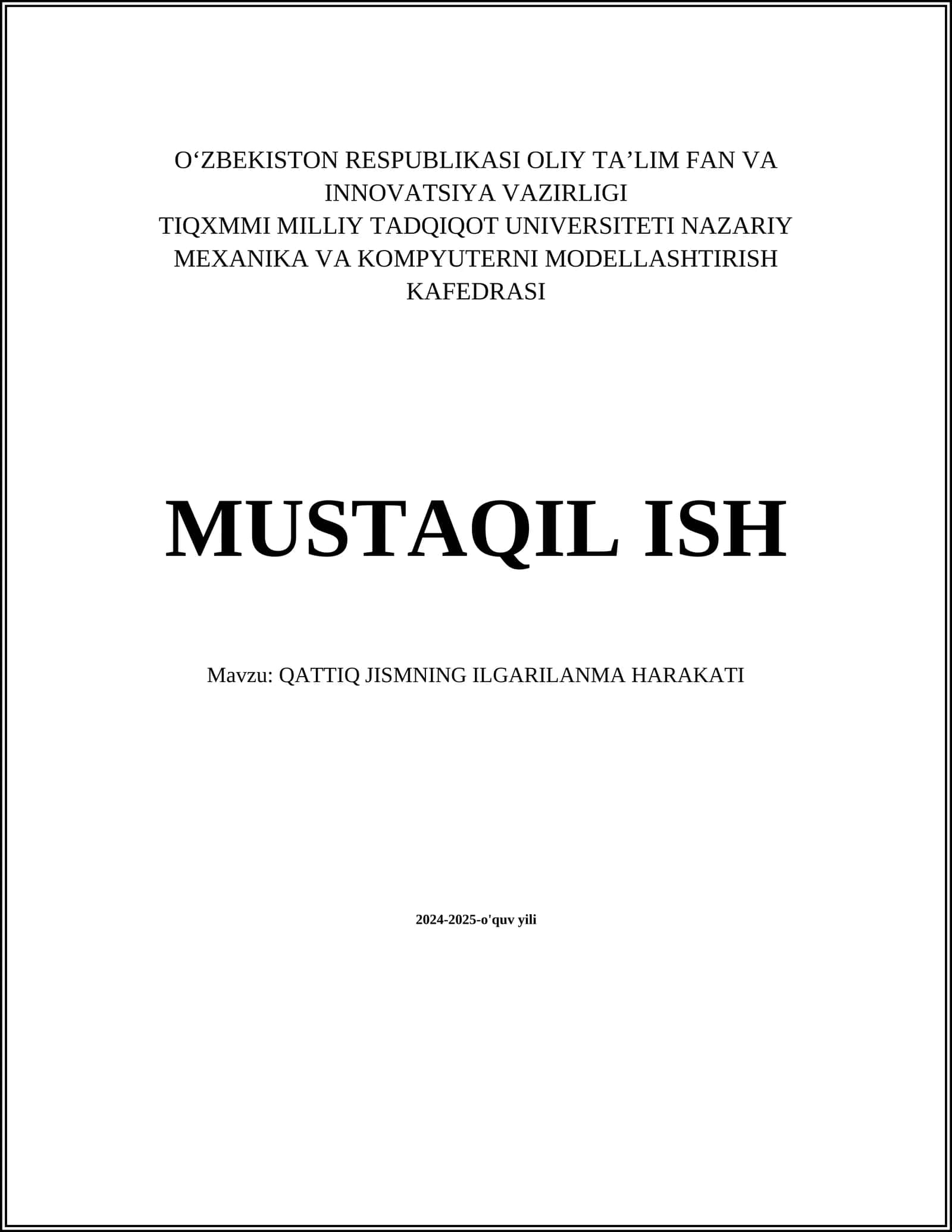 Qattiq jismning ilgarilma harakati