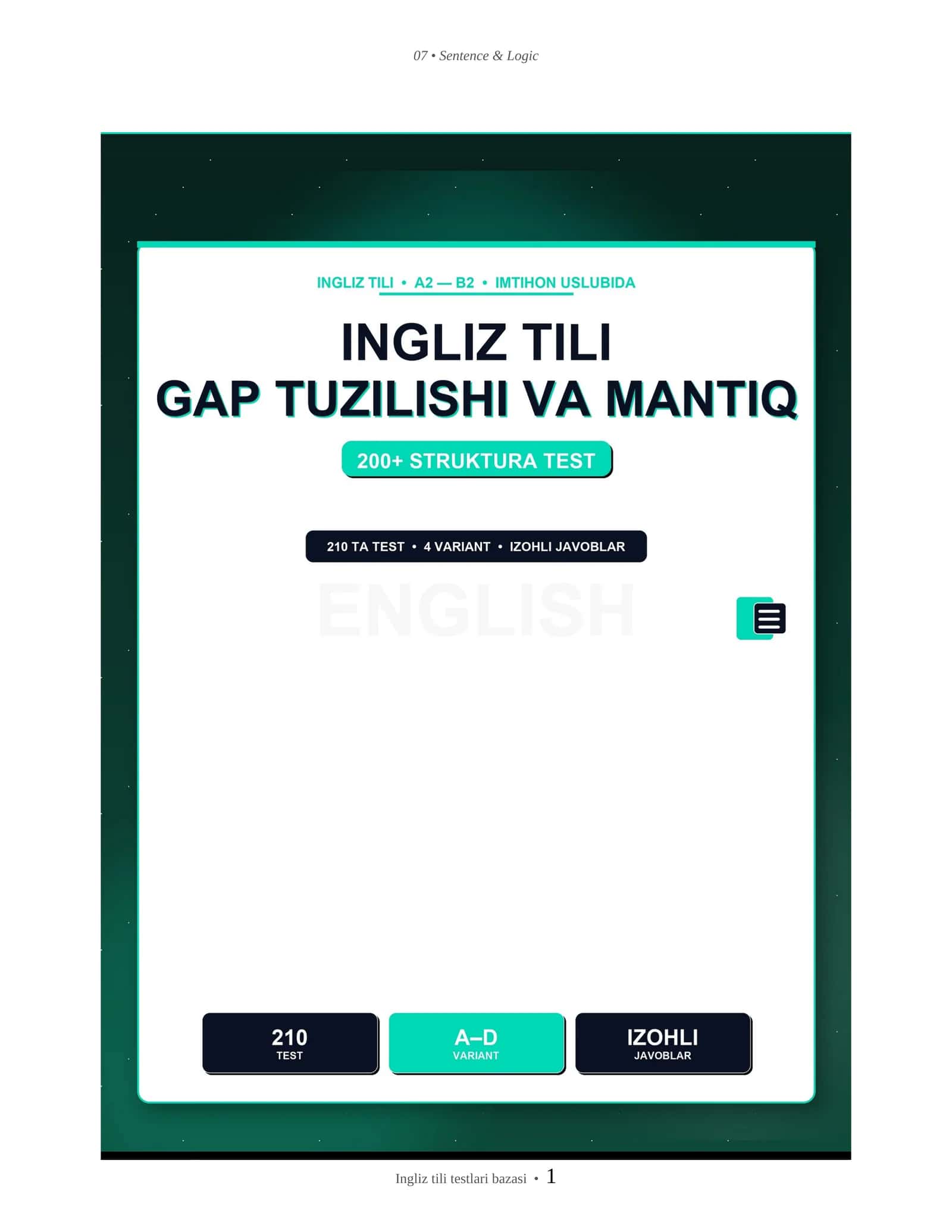 INGLIZ TILI TESTLARI BAZASI