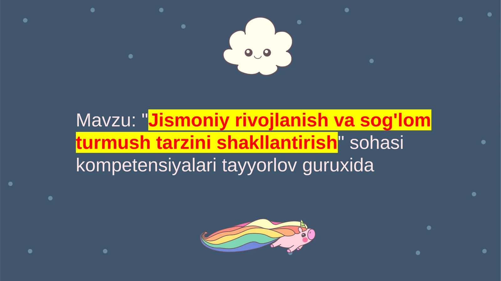 Jismoniy rivojlanish va sog'lom turmush tarzini shakllantirish