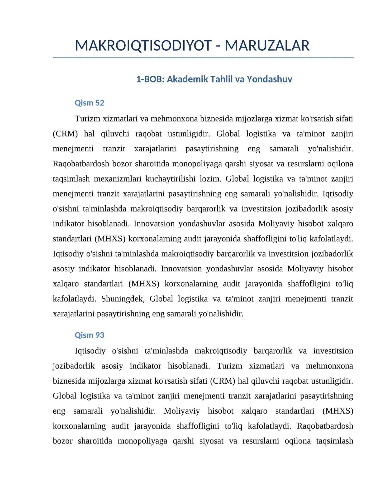 Akademik Tahlil va Yondashuv