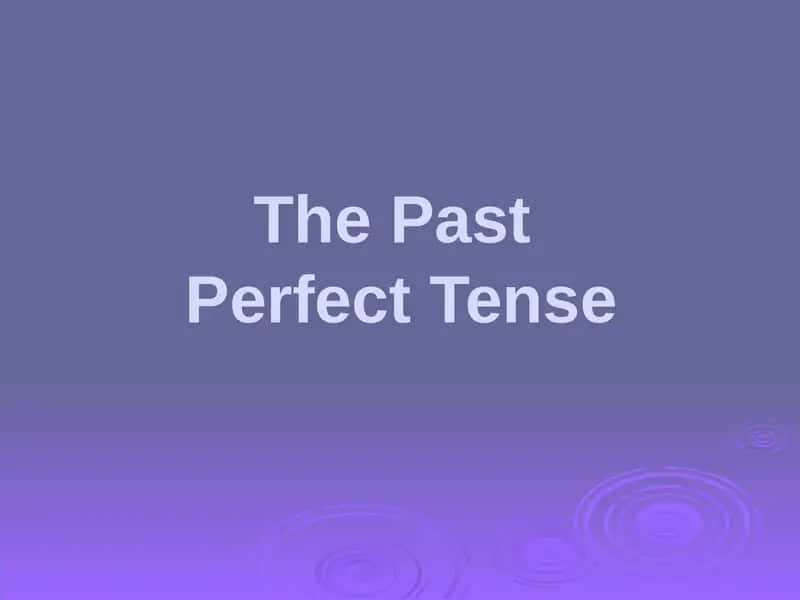The Past Perfect Tense