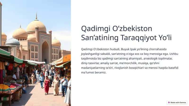 Qadimgi O'zbekiston San'atining Taraqqiyot Yo'li