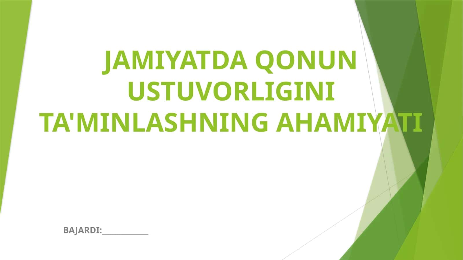 JAMIYATDA QONUN USTUVORLIGINI TA'MINLASHNING AHAMIYATI