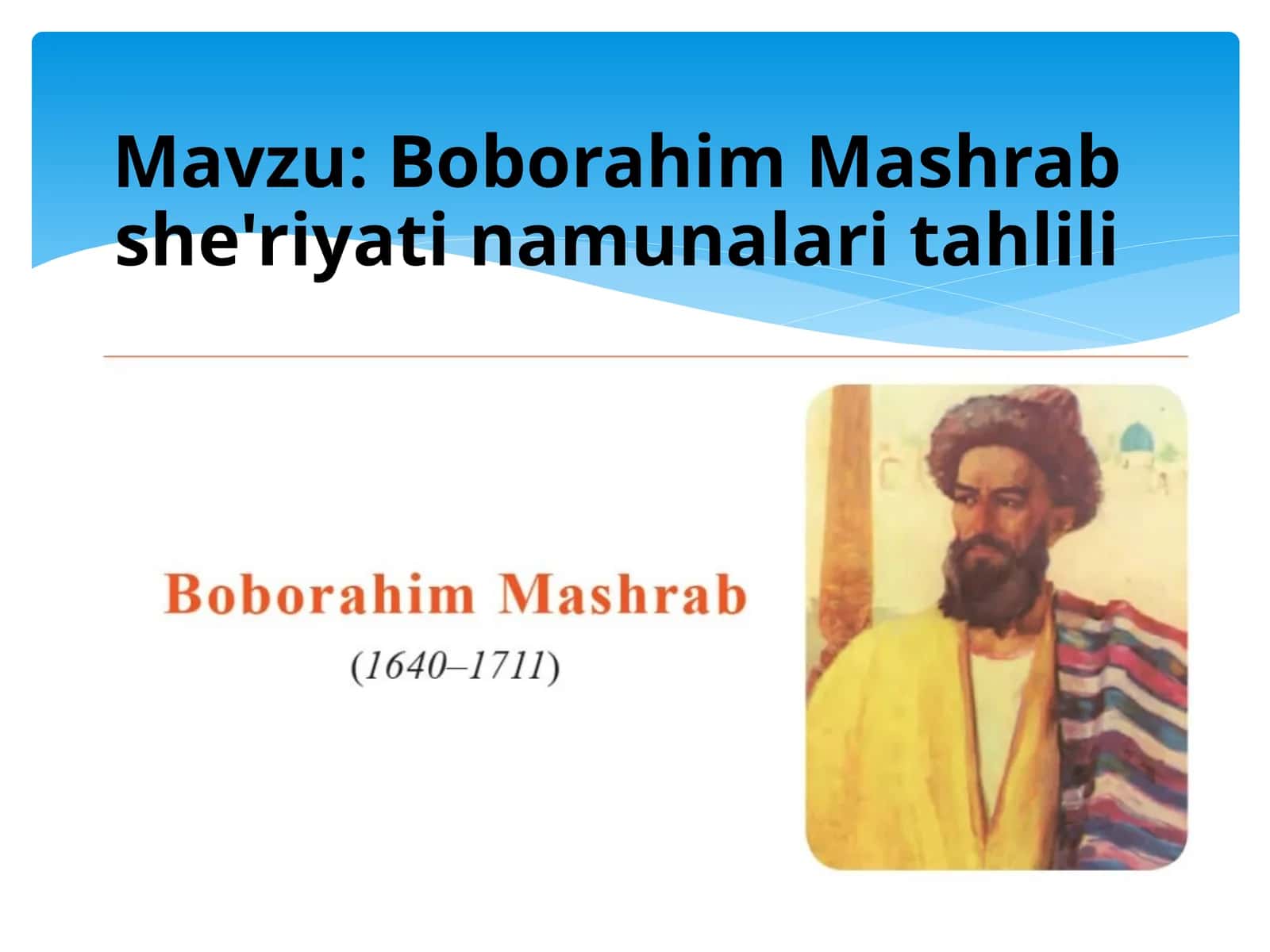 Boborahim Mashrab she'riyatining an'alari tahlili