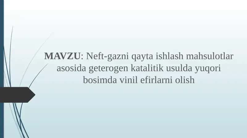 Murakkkab vinil efiri sintezi