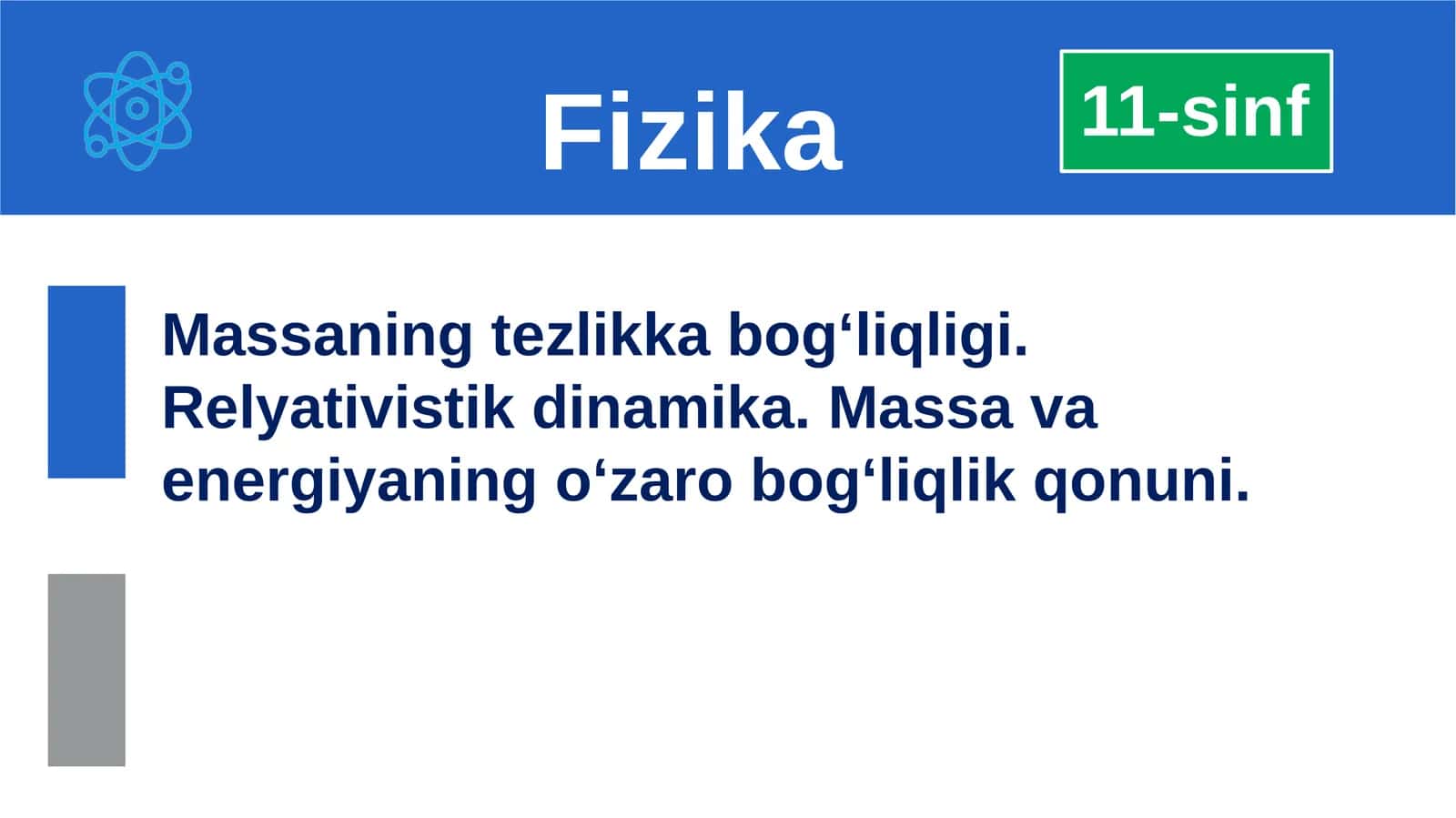 Massaning tezlikkabog‘liqligi