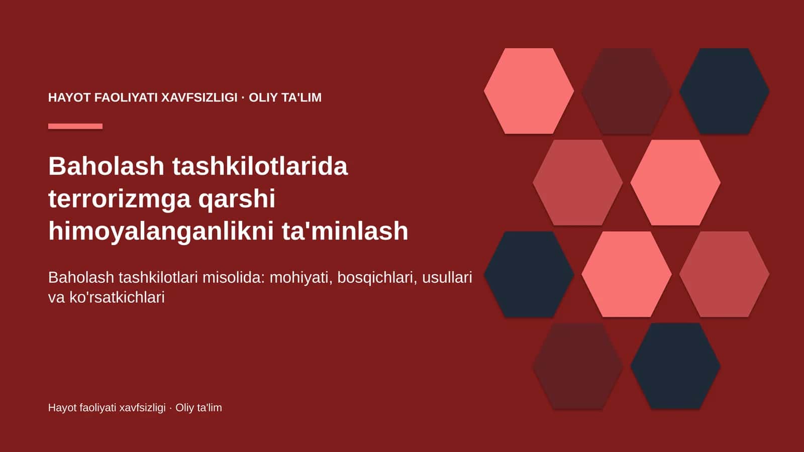 Hayot faoliyati xavfsizligi · Oliy ta'lim