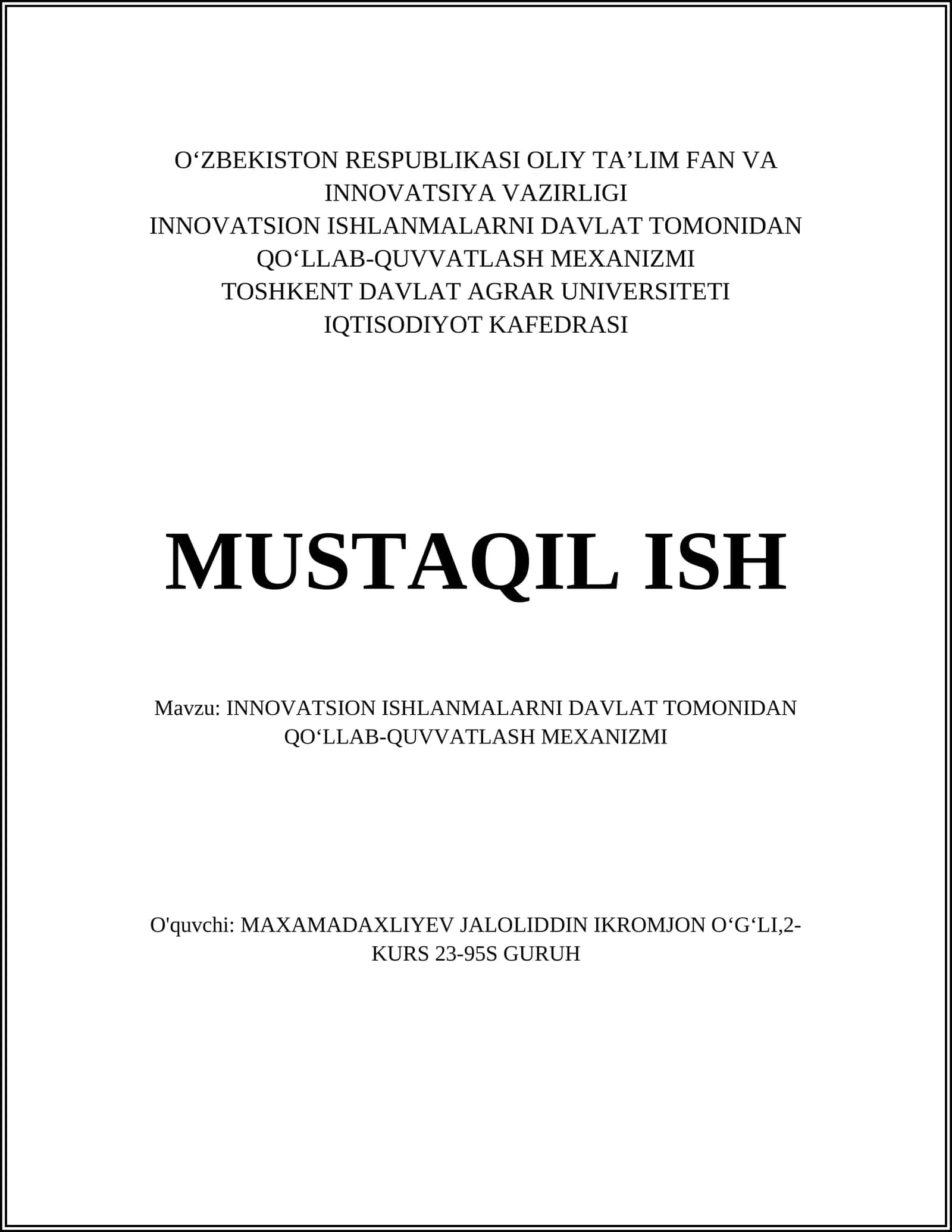 Innovatsion iqtisodiyot tamoyillari