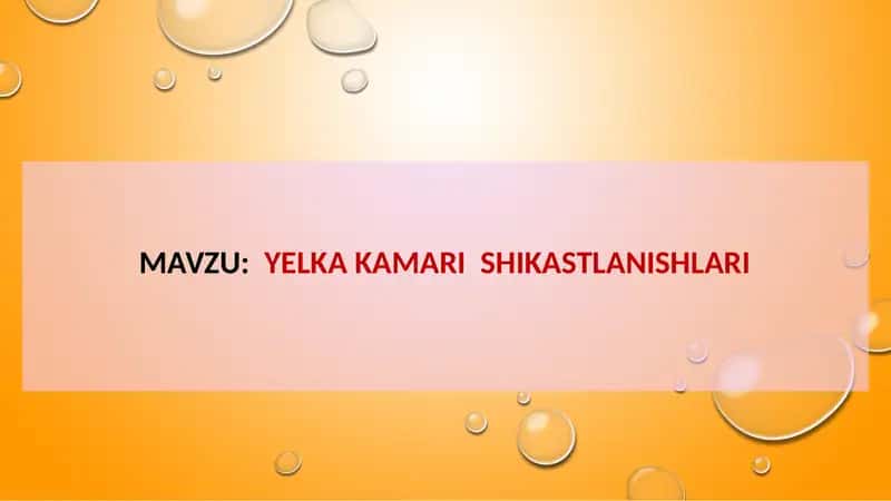 Yelka kamari shikastlanishlari