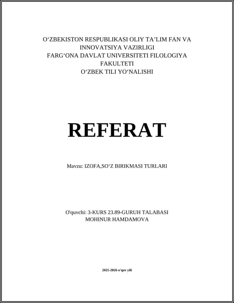 IZOFA, SOʻZ BIRIKMASI TURLARI