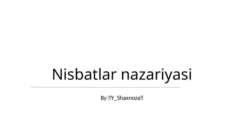 Nisbatlar nazariyasi