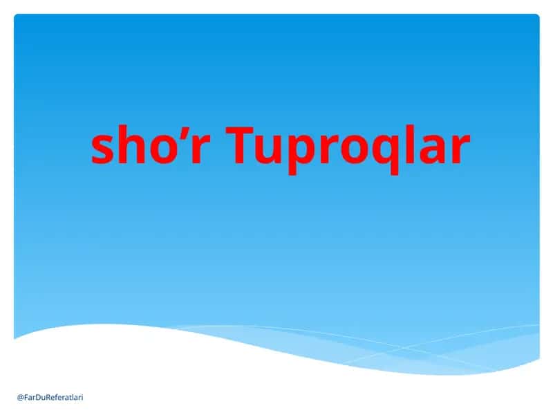sho’r Tuproqlar