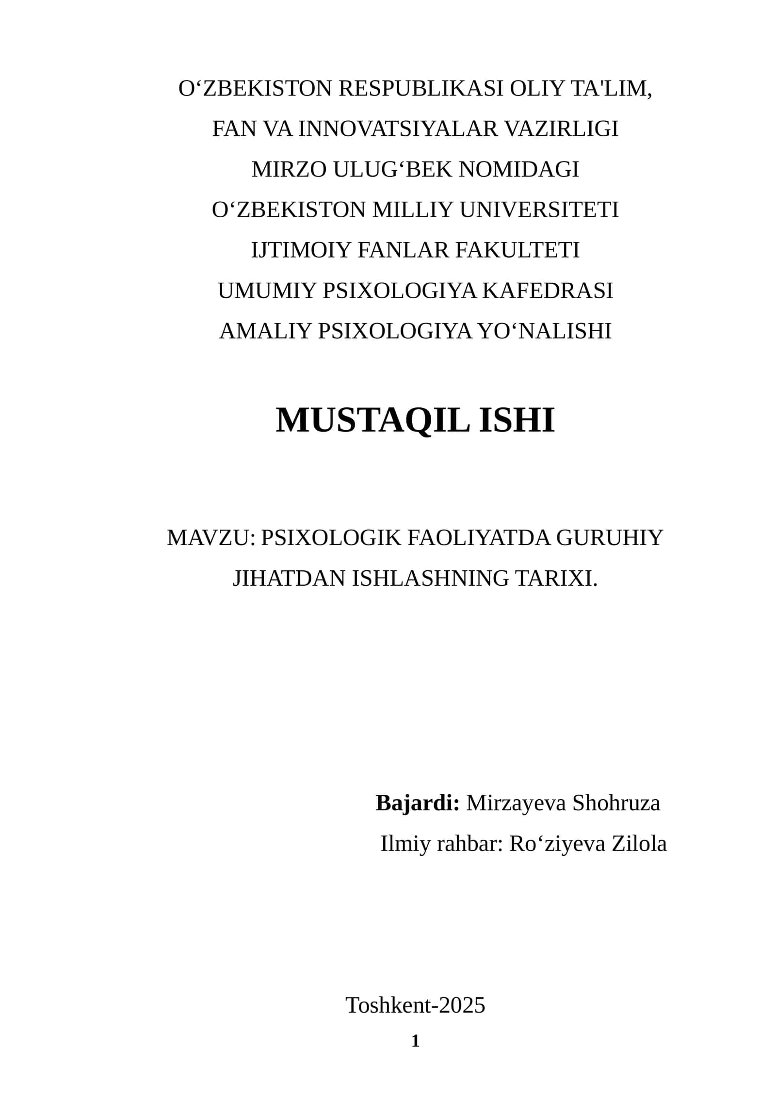 Guruhiy Psixologiyada Guruh Psixologiyasining Ilk Bosqichlari
