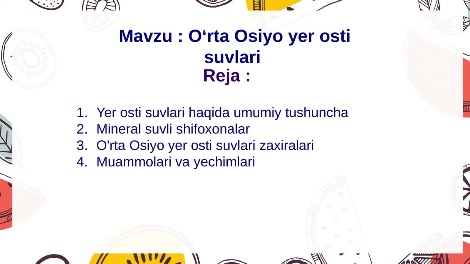 O‘rta Osiyo yer osti suvlari