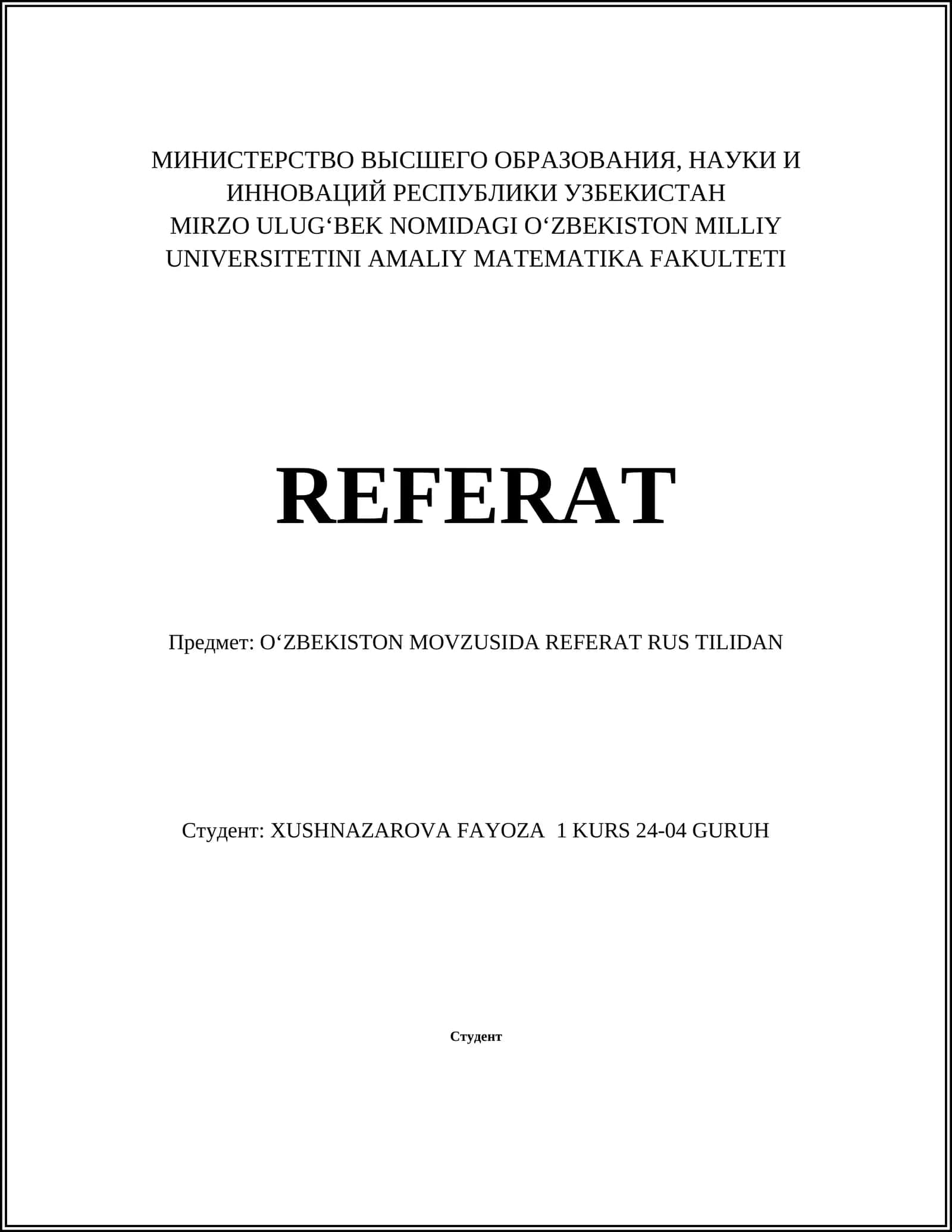O'ZBEKISTON TARIXI