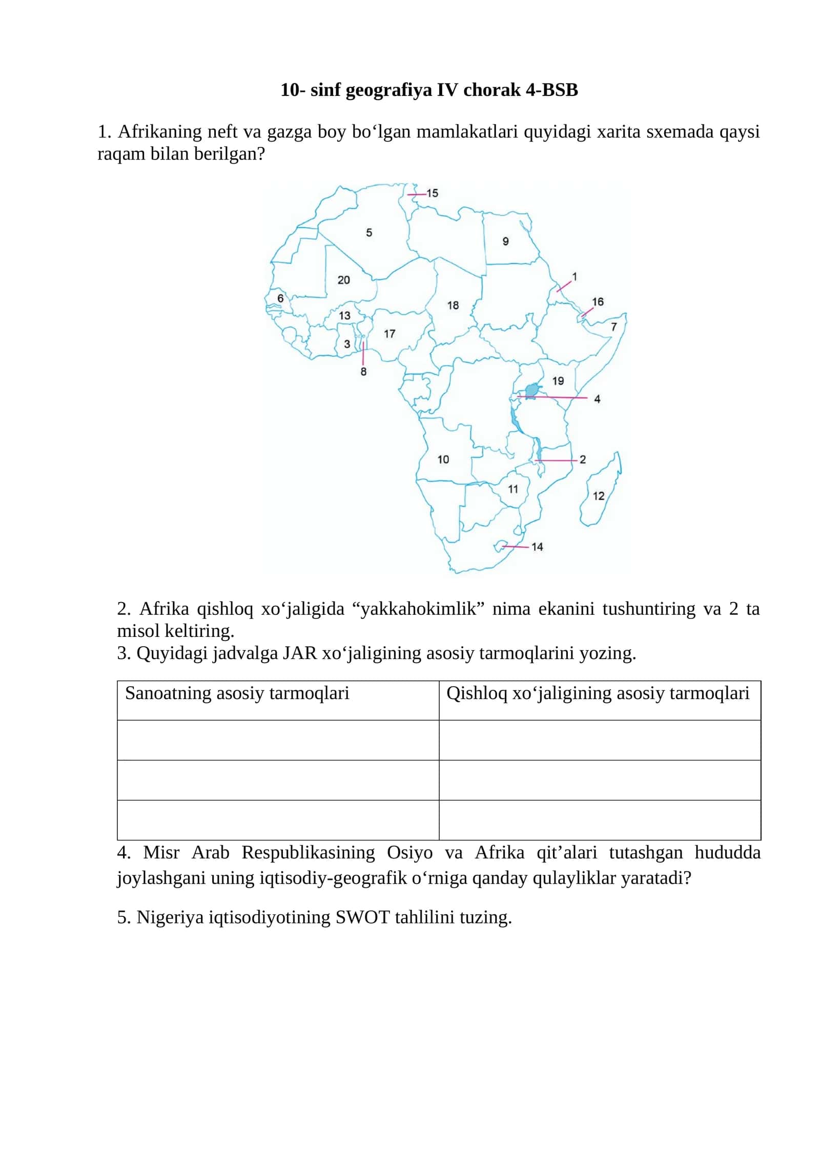 10- sinf geografiya IV chorak 4-BSB