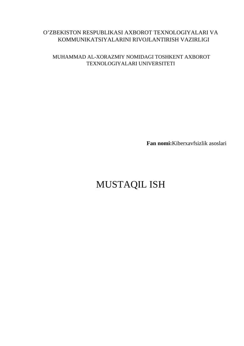 Kiberxavfsizlik asoslari