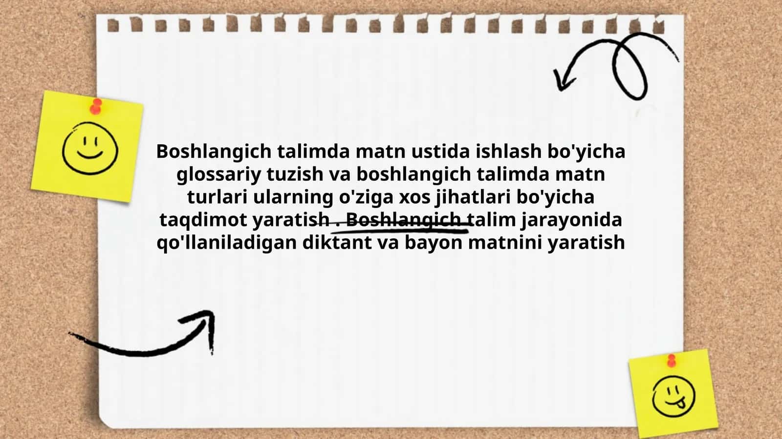 Boshlangich talimda matn ustida ishlash