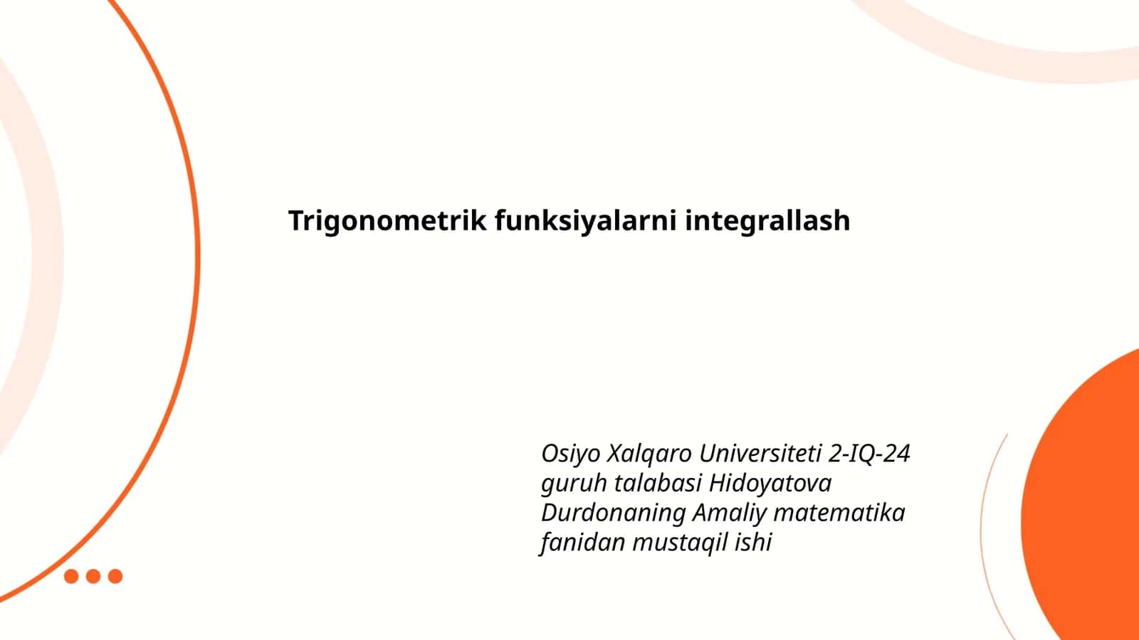 Trigonometrik funksiyalarni integrallash