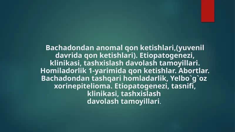 Bachadondanomalqonketishlari
