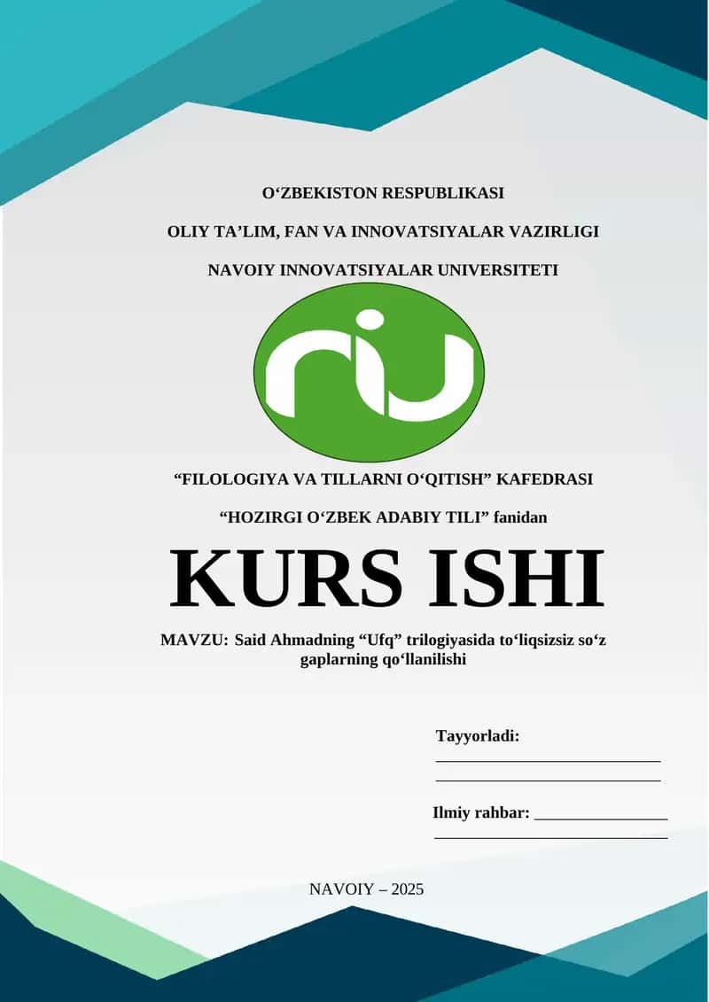 UFQ trilogiyasida toʻliqsizsiz soʻz gaplarning qoʻllanilishi