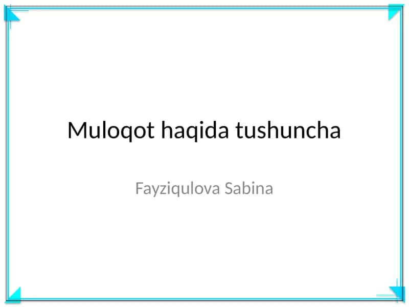 Muloqot haqida tushuncha