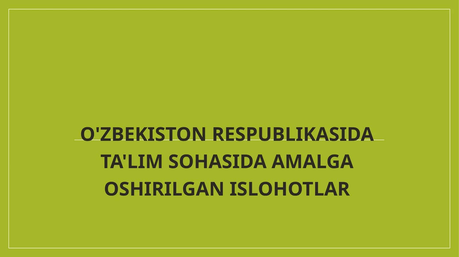 Ta’lim Sohasidagi Islom