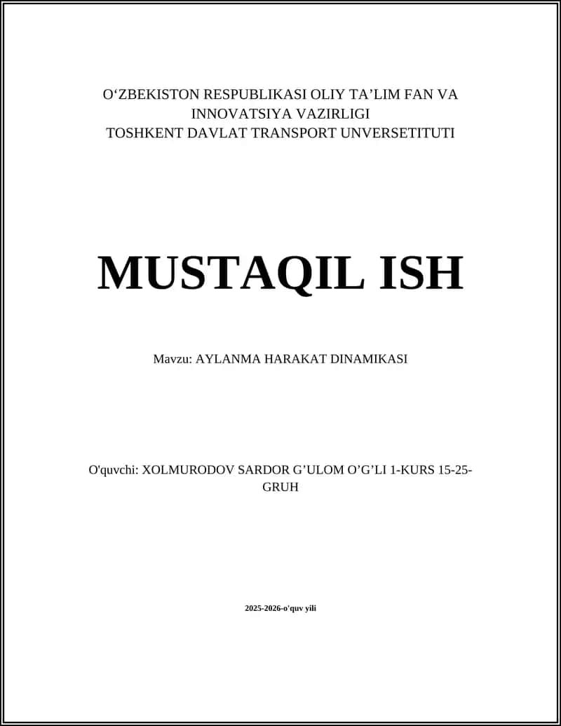 AYLANMA HARAKAT DINAMIKASI