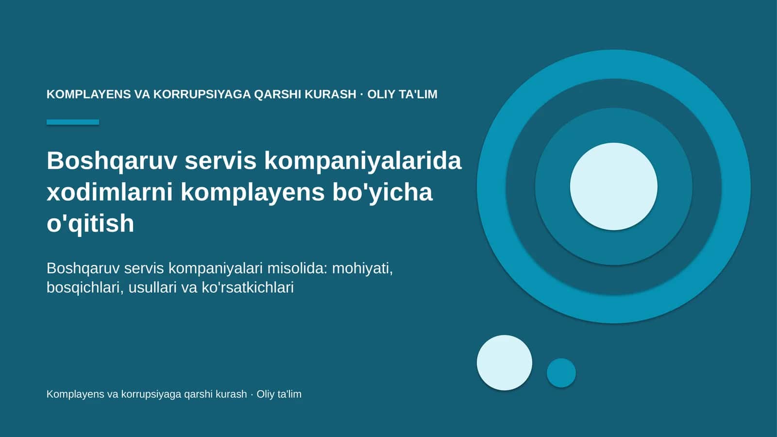 Komplayens va korrupsiyaga qarshi kurash · Oliy ta'lim
