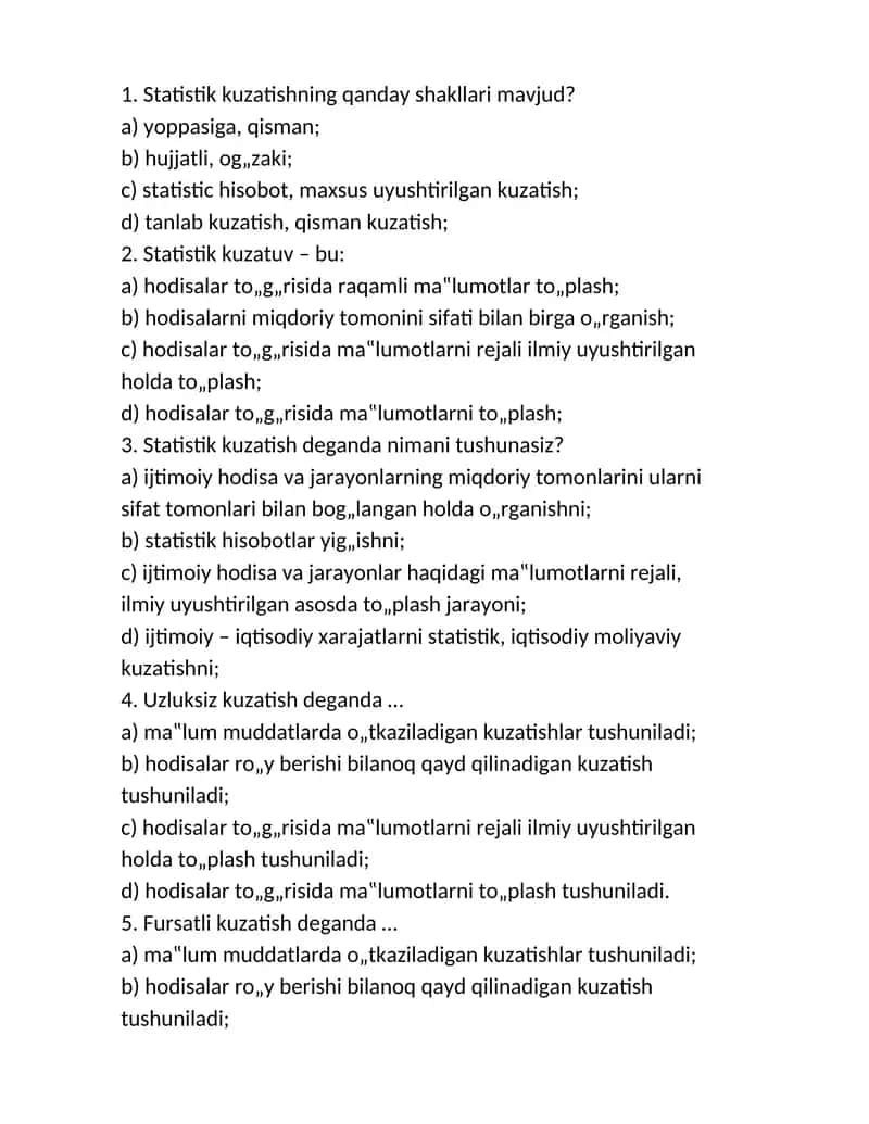 Statistik kuzatishning turlari