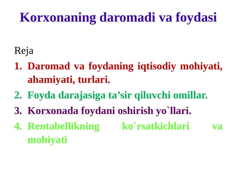 Daromad va foyda
