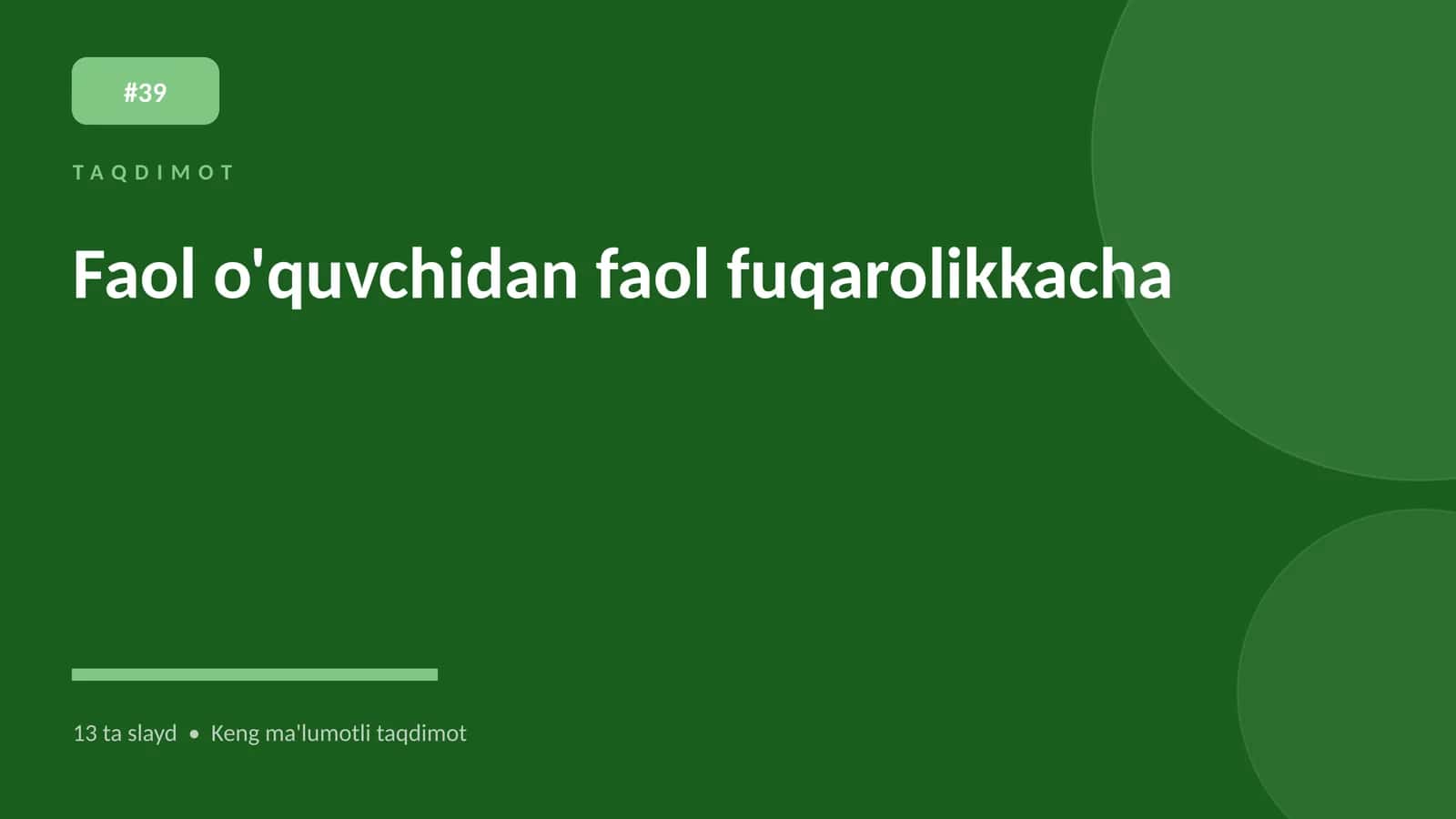 Faol o'quvchidan faol fuqarolikkacha