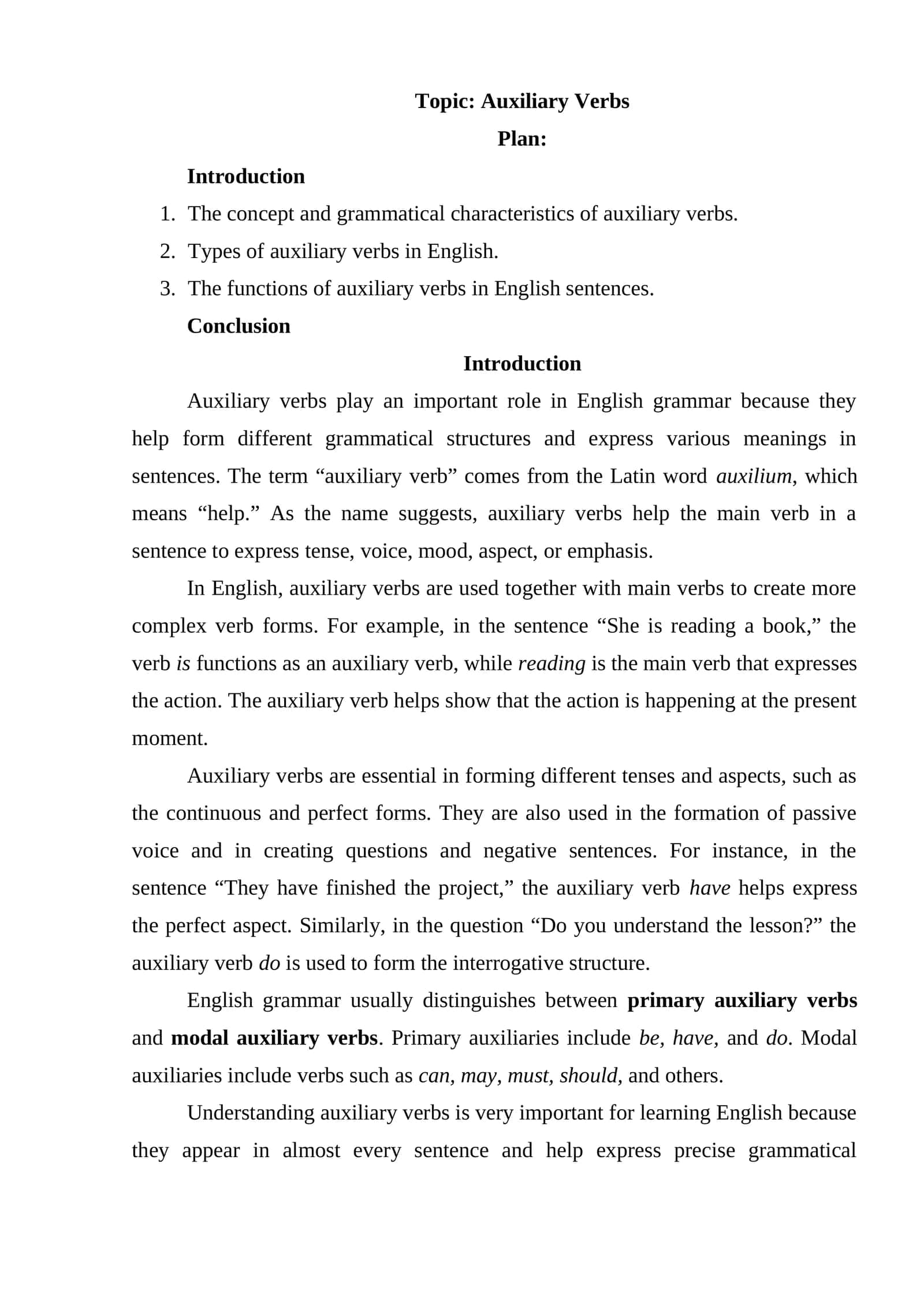 Auxiliary Verbs