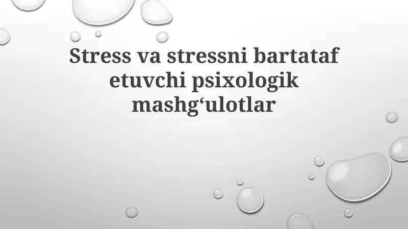 Stress va Stressni Boshqarish
