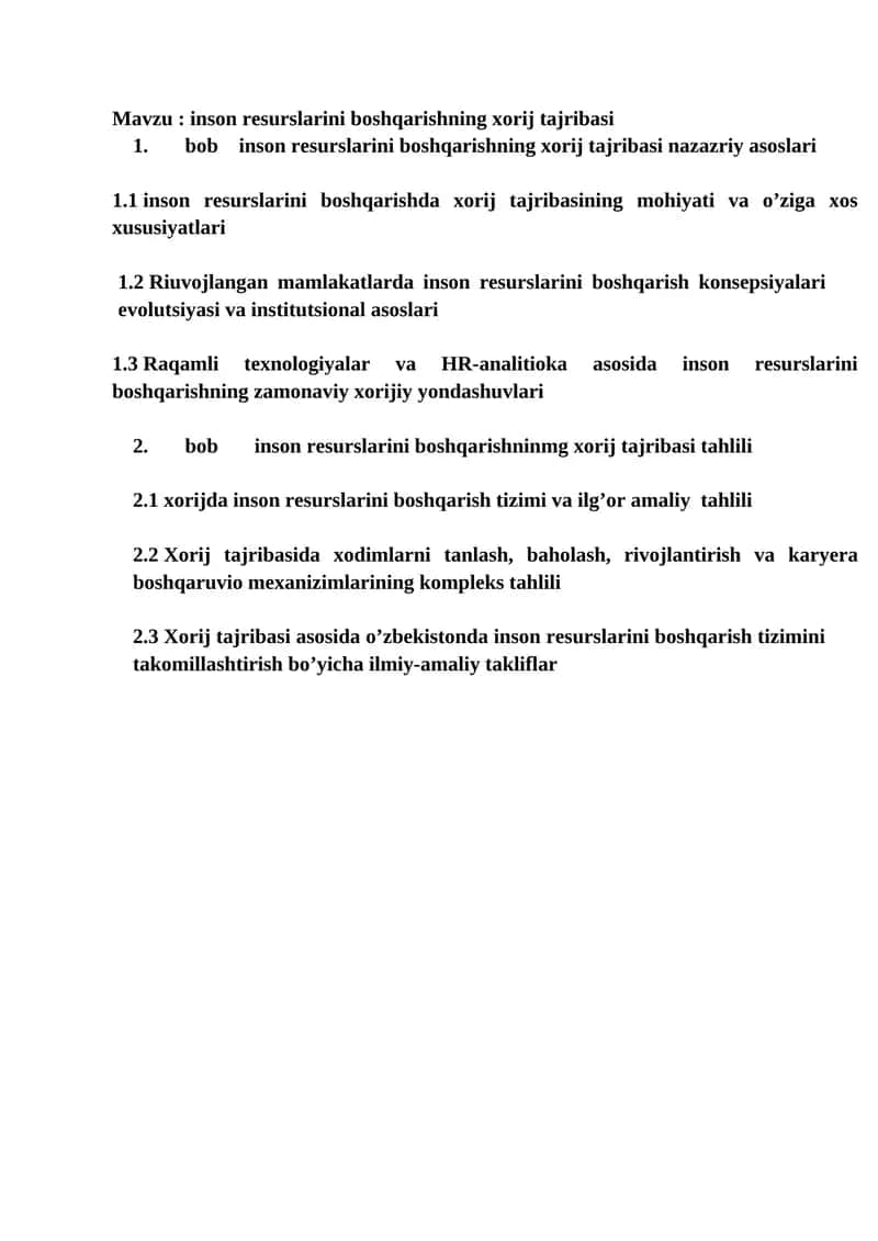 Inson resurslarini boshqarishning xorij tajribasi