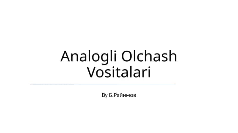 Analogli Olchash Vositalari