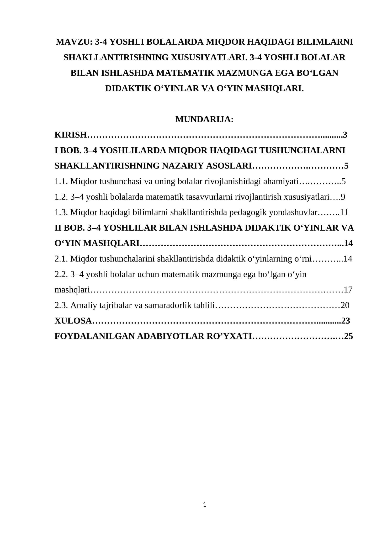 3-4 YOSHLI BOLALARDA MIQDOR HAQIDAGI BILIMLARNI SHAKLLANTIRISHNING XUSUSIYATLARI. 3-4 YOSHLI BOLALAR BILAN ISHLASHDA MATEMATIK MAZMUNGA EGA BO‘LGAN DIDAKTIK O‘YINLAR VA O‘YIN MASHQLARI.