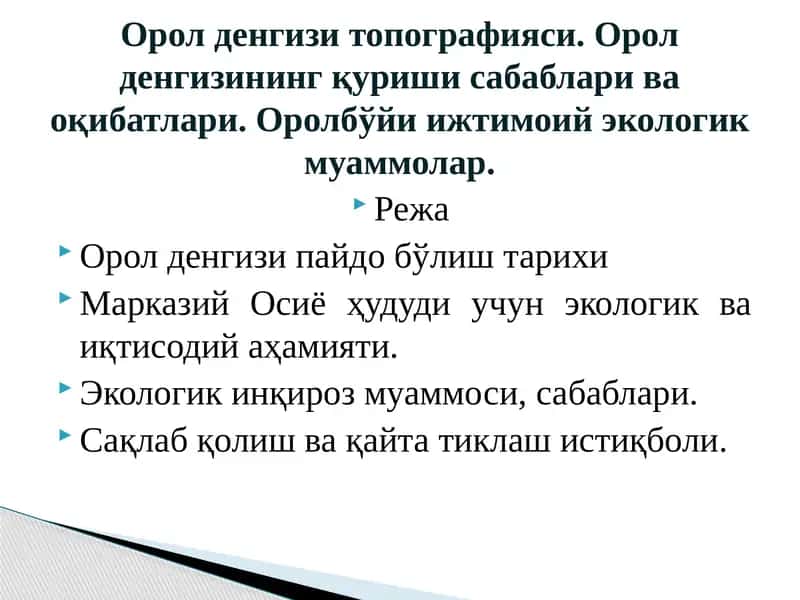 Орол денгизи топографияси
