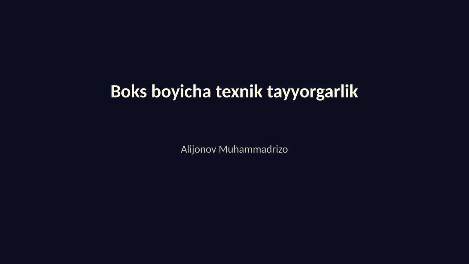 Boks boyicha texnik tayyorgarlik