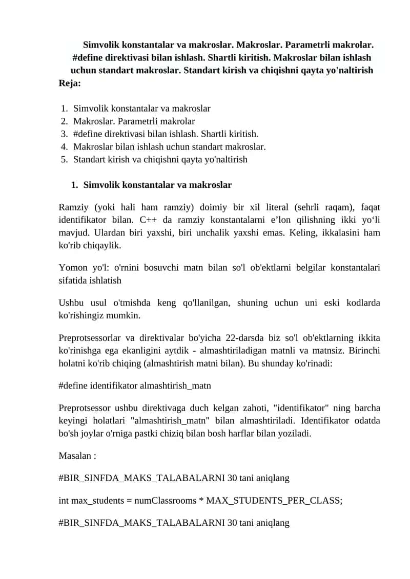 Simvolik konstantalar va makroslar