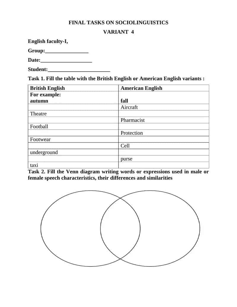 FINAL TASKS ON SOCIOLINGUISTICS