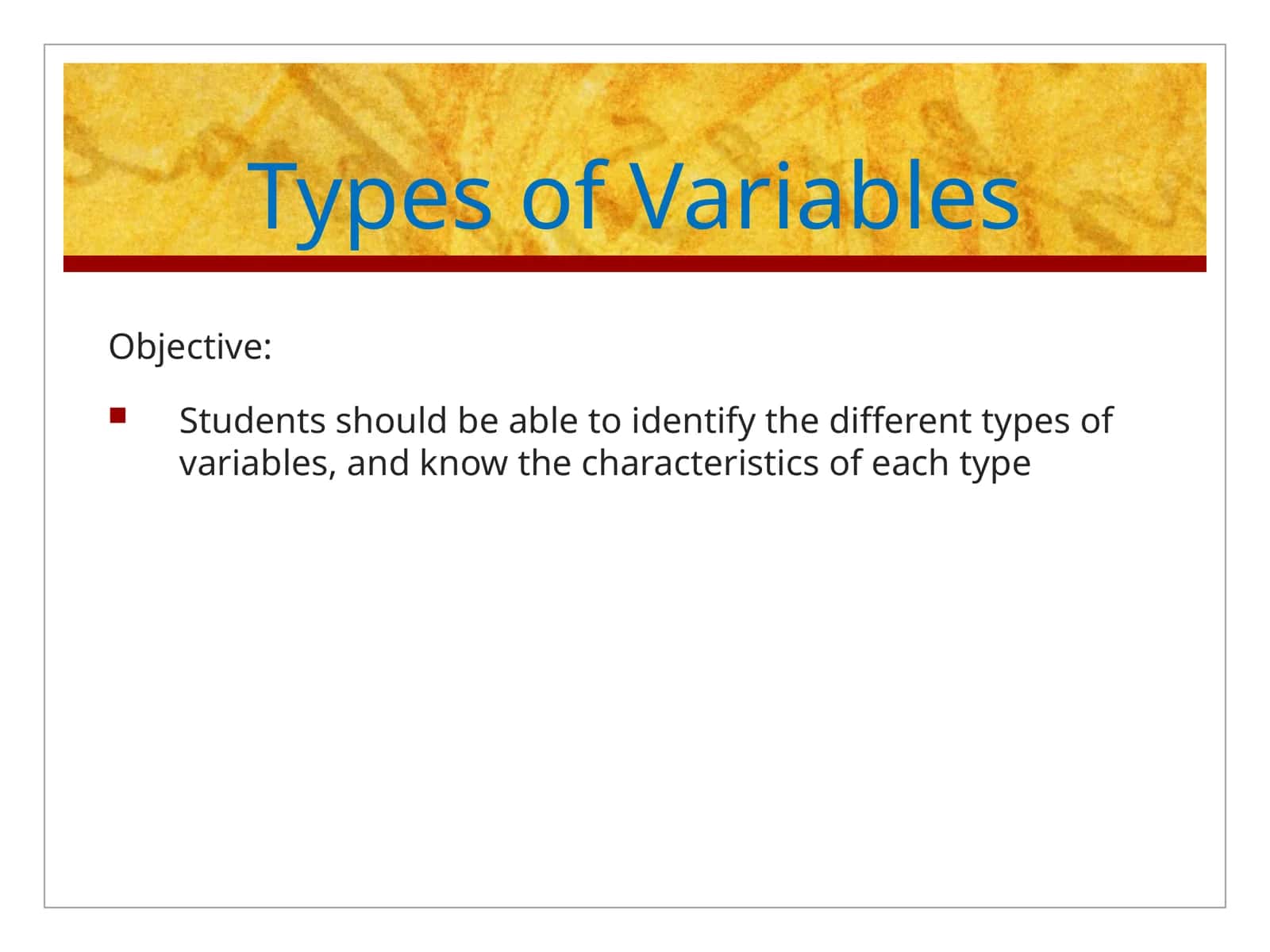"Types of Variables"