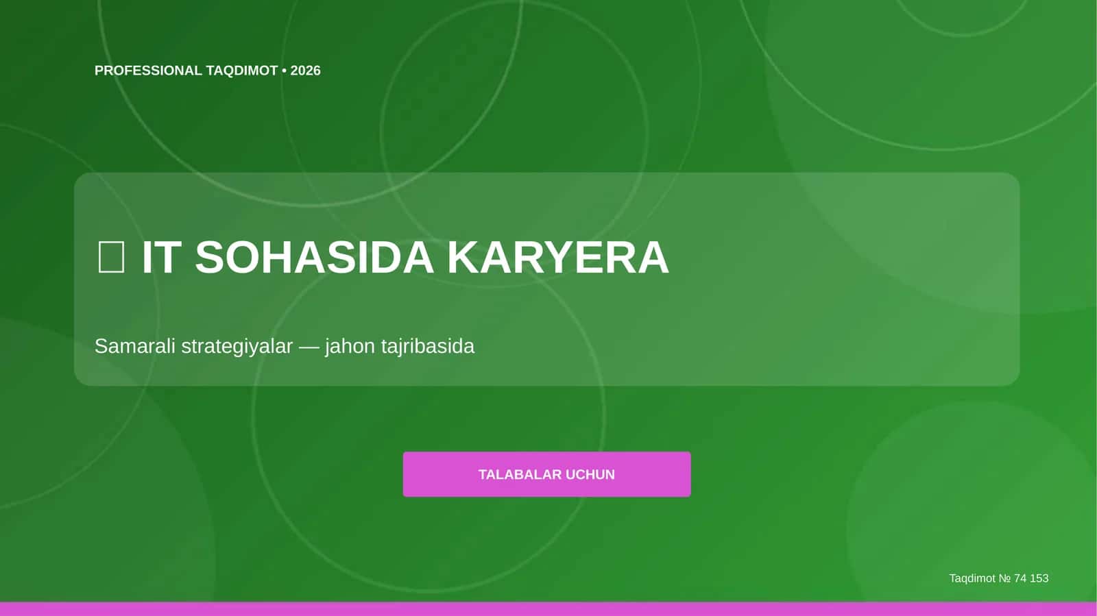 IT sohasida karyera: samarali strategiyalar (jahon tajribasida)