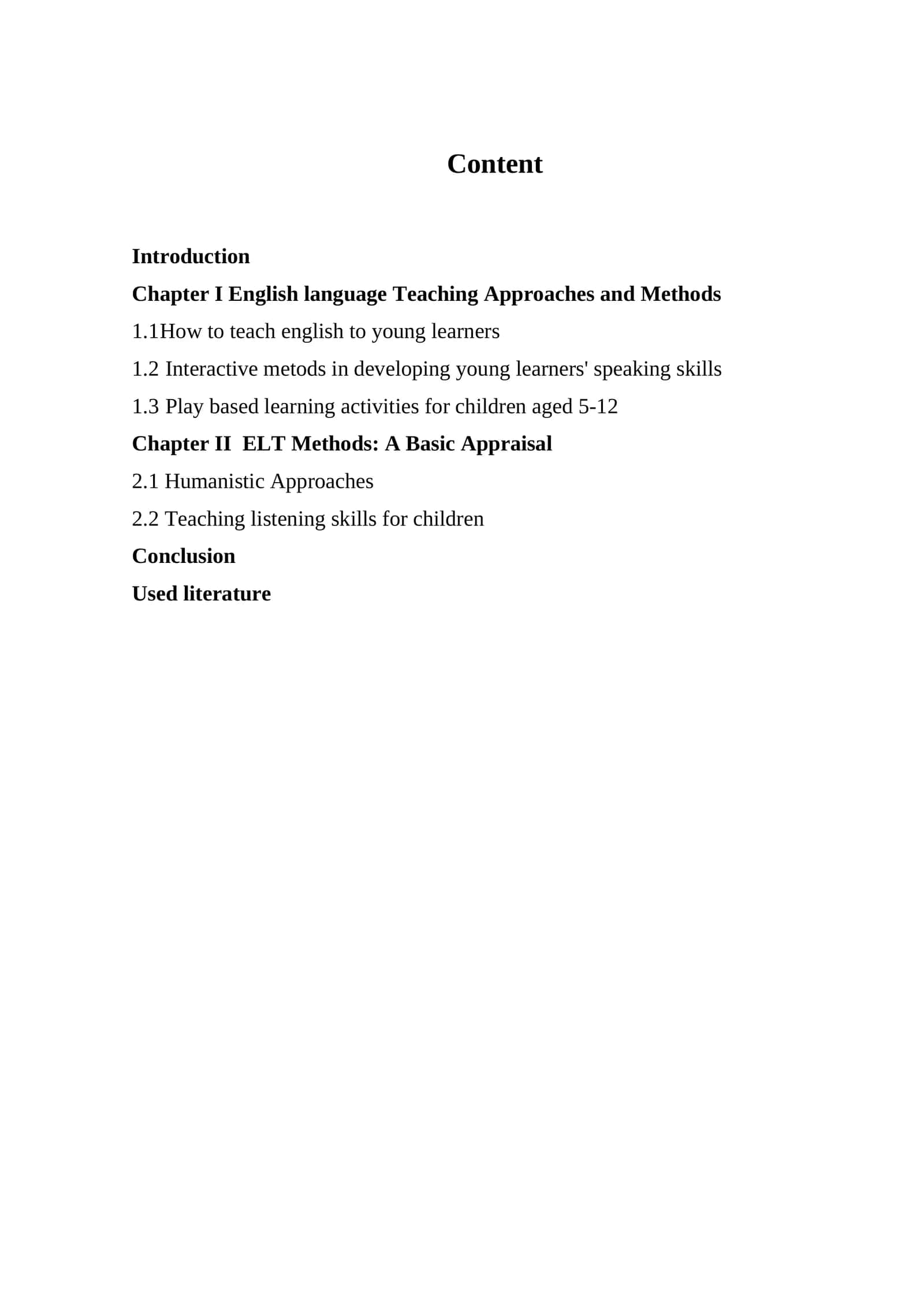 English Language Teaching Methods Course