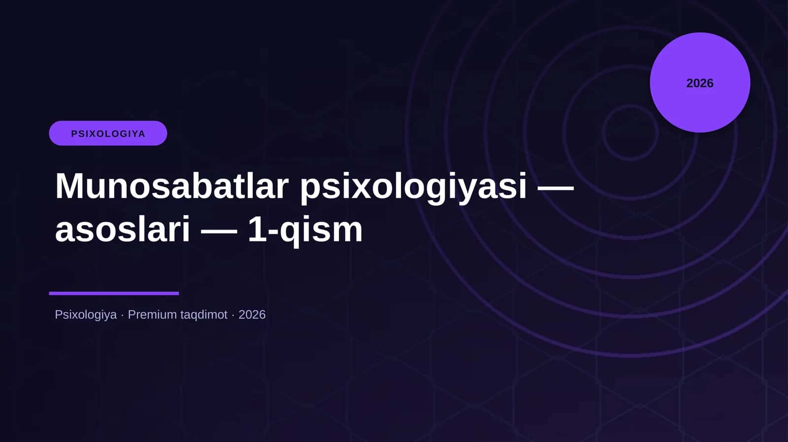 Munosabatlar psixologiyasi — asoslari — 1-qism