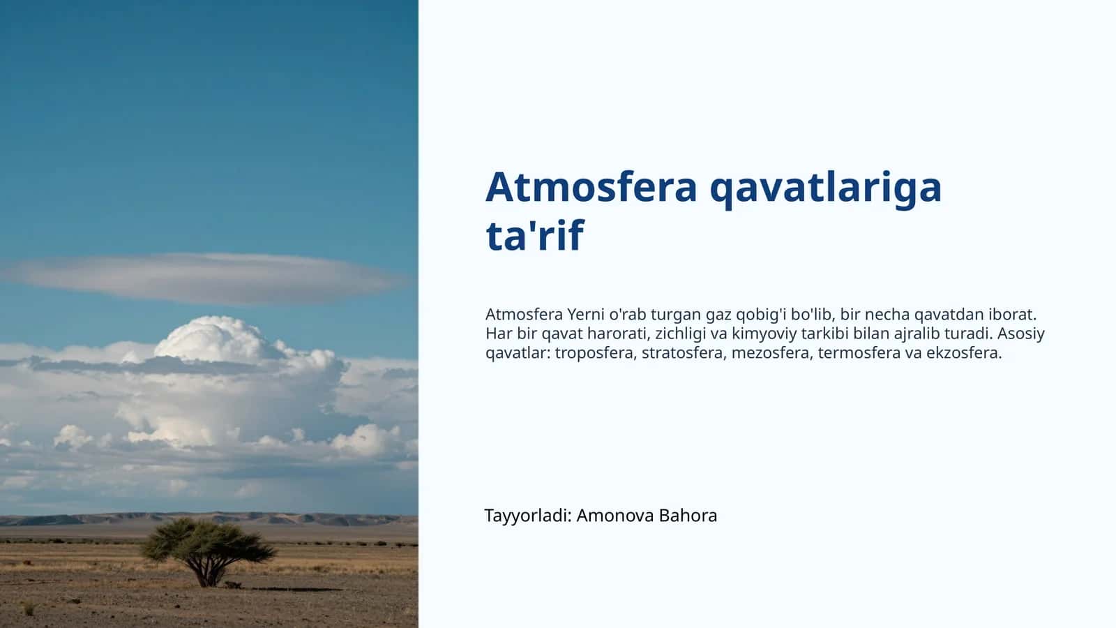 Atmosfera qavatlariga ta'rif
