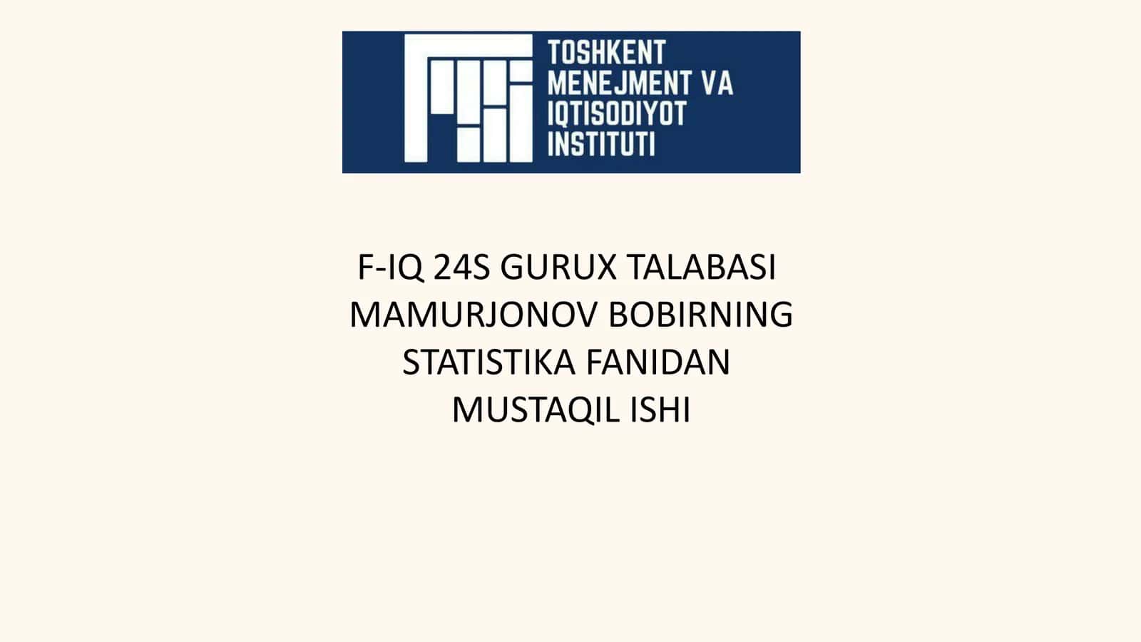 Dinamikani statistik o'rganish usullari